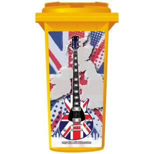 Union Jack Style Guitar Wheelie Bin Sticker Panel